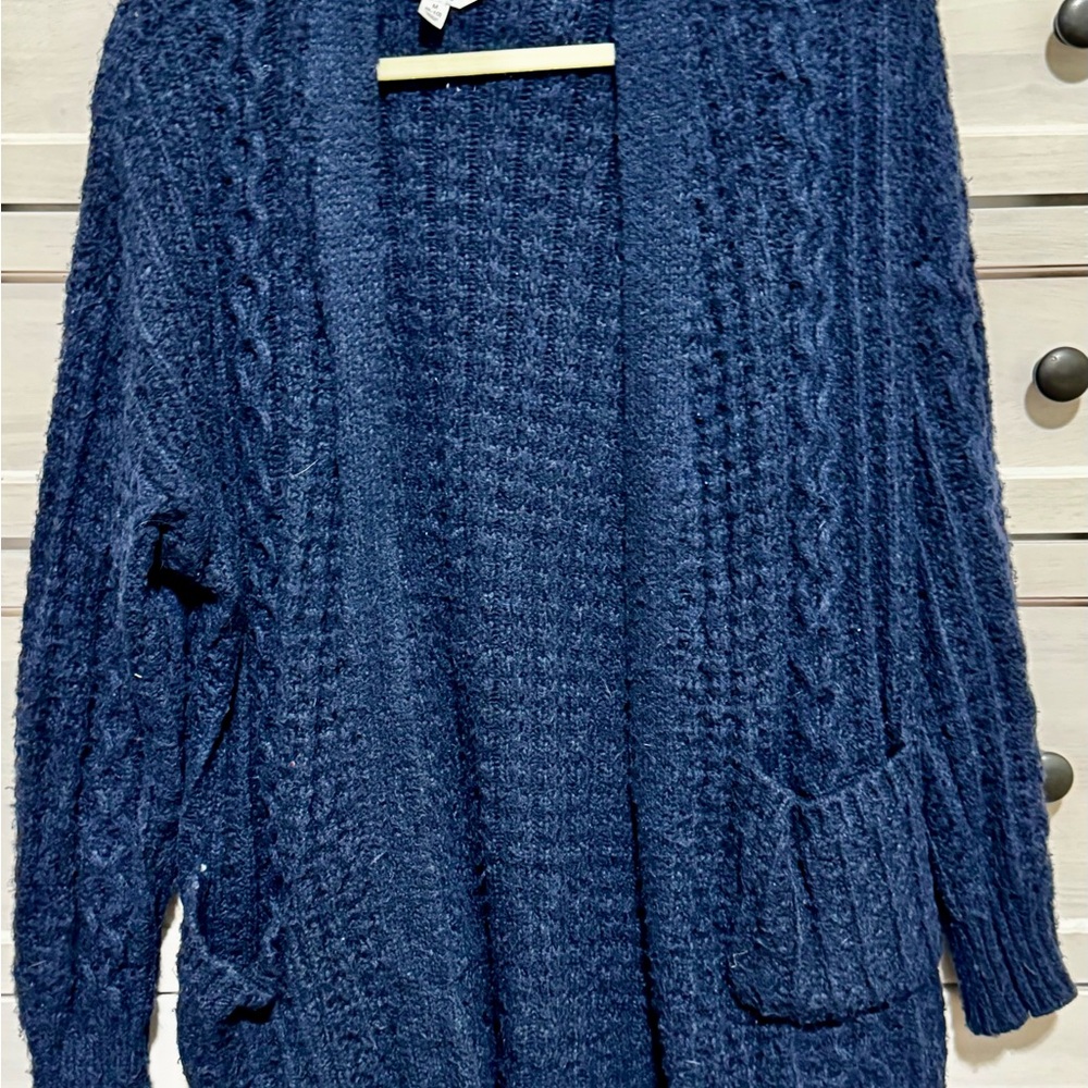Time and Tru Navy Cable Knit Cardigan